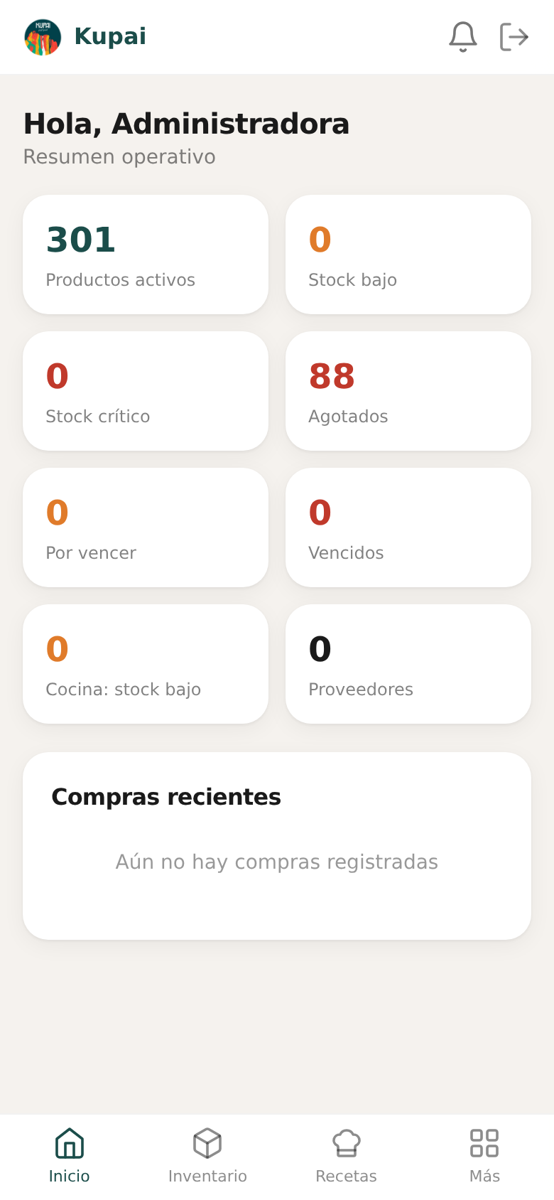 Pantalla de inicio